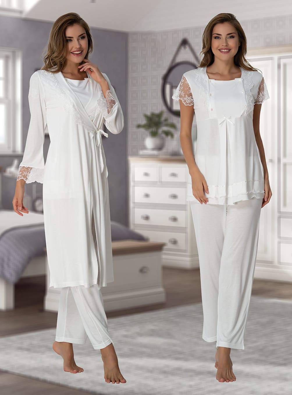 Lohusa Çarşısı 2054 Sabahlıklı Lohusa Pijama Seti