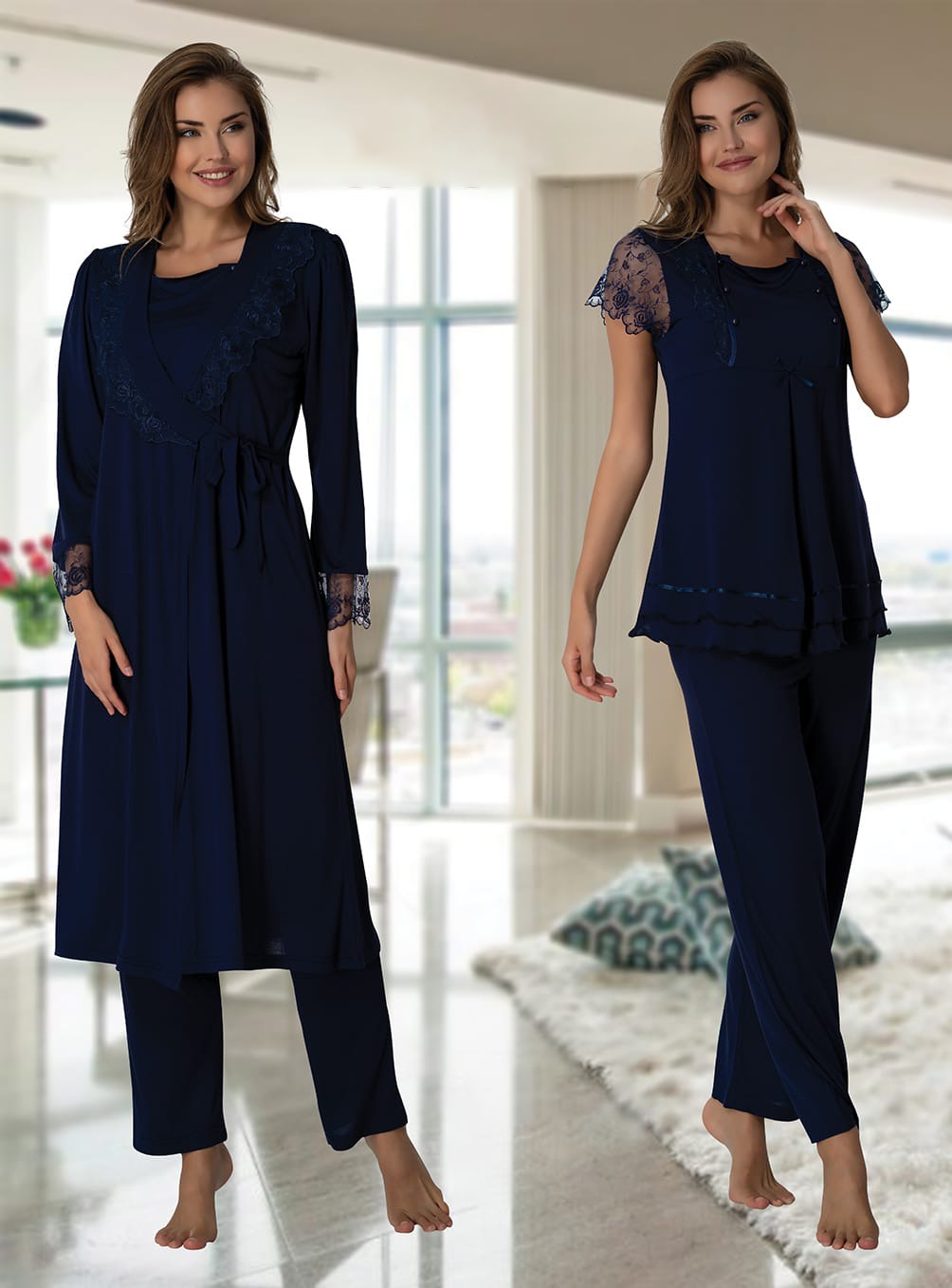 Lohusa Çarşısı 2054 Sabahlıklı Lohusa Pijama Seti