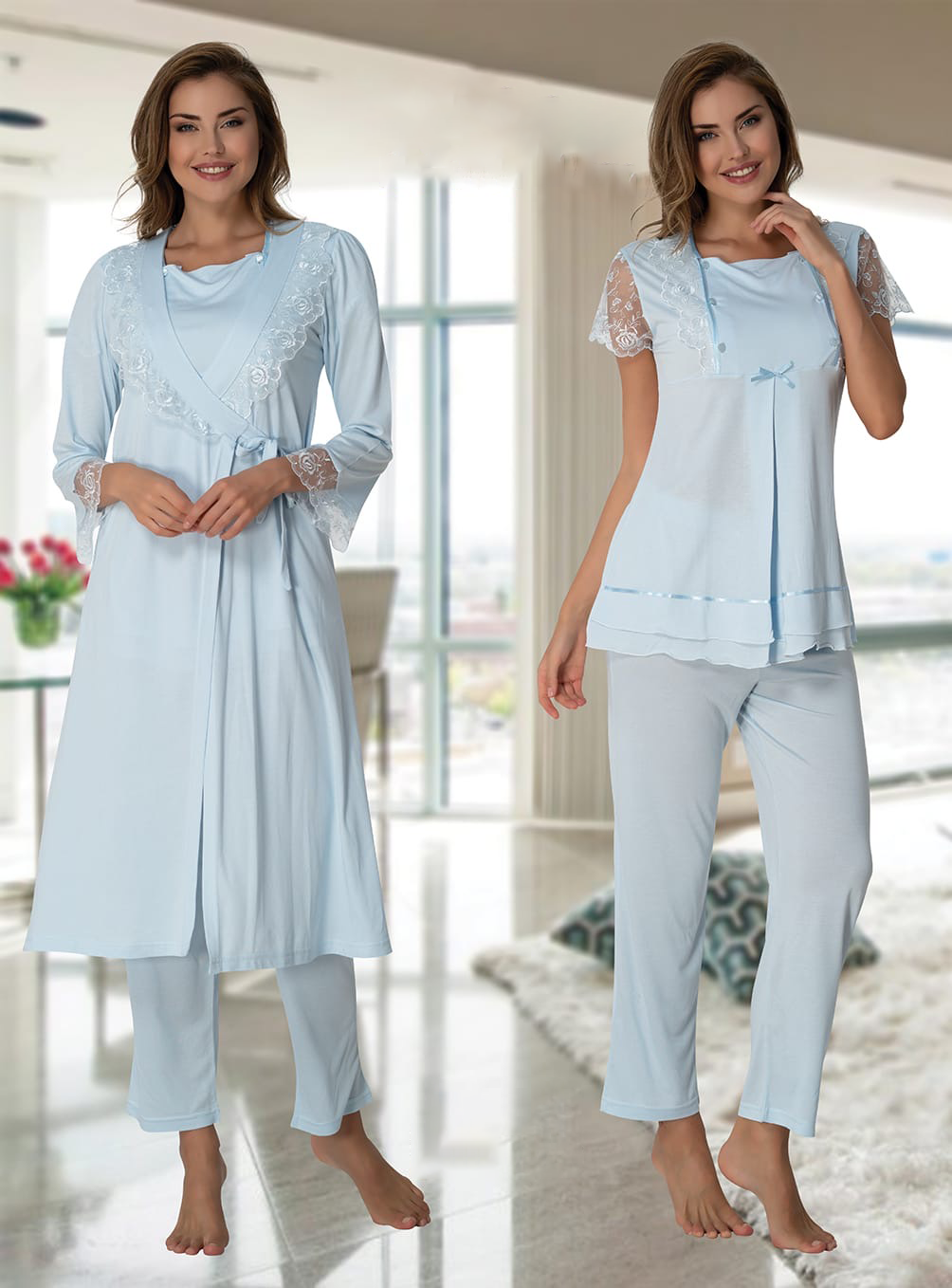 Lohusa Çarşısı 2054 Sabahlıklı Lohusa Pijama Seti