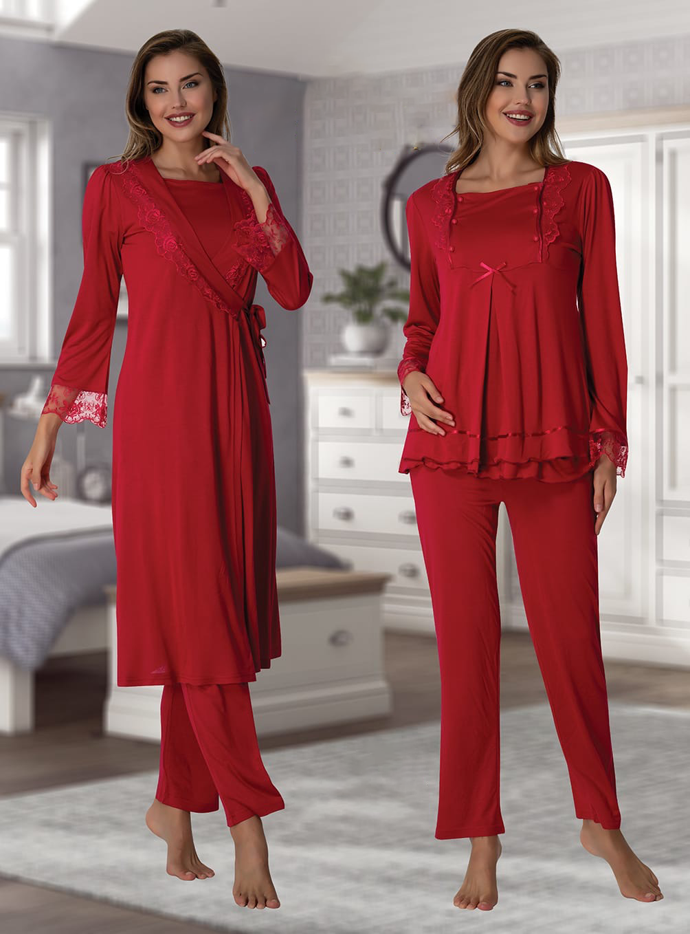 Lohusa Çarşısı 2054 Sabahlıklı Lohusa Pijama Seti