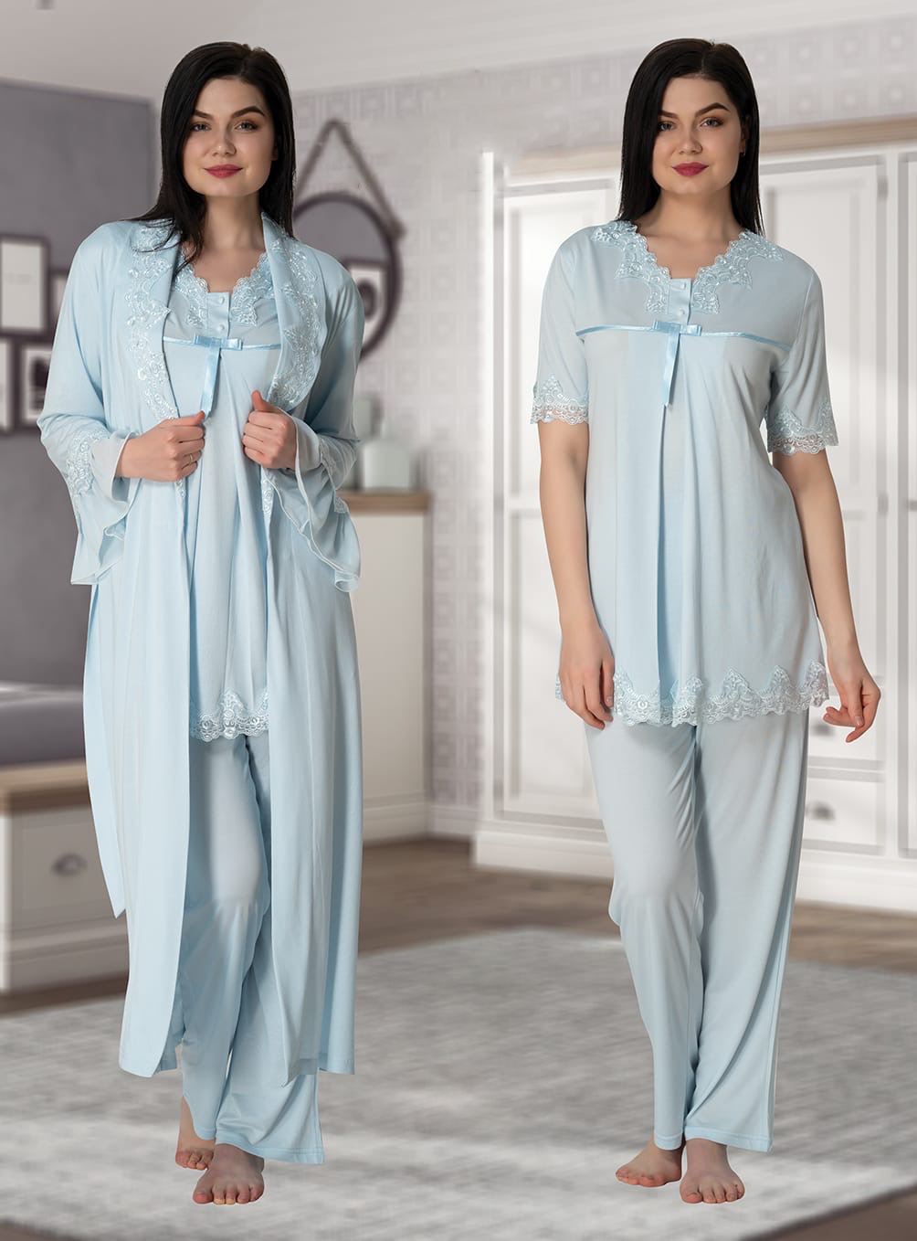Lohusa Çarşısı 5034 Sabahlıklı Lohusa Pijama Takımı